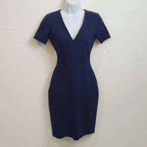 Banana Republic Roland Mouret Navy Blue Sheath Short Sleeved Dress Size: 0